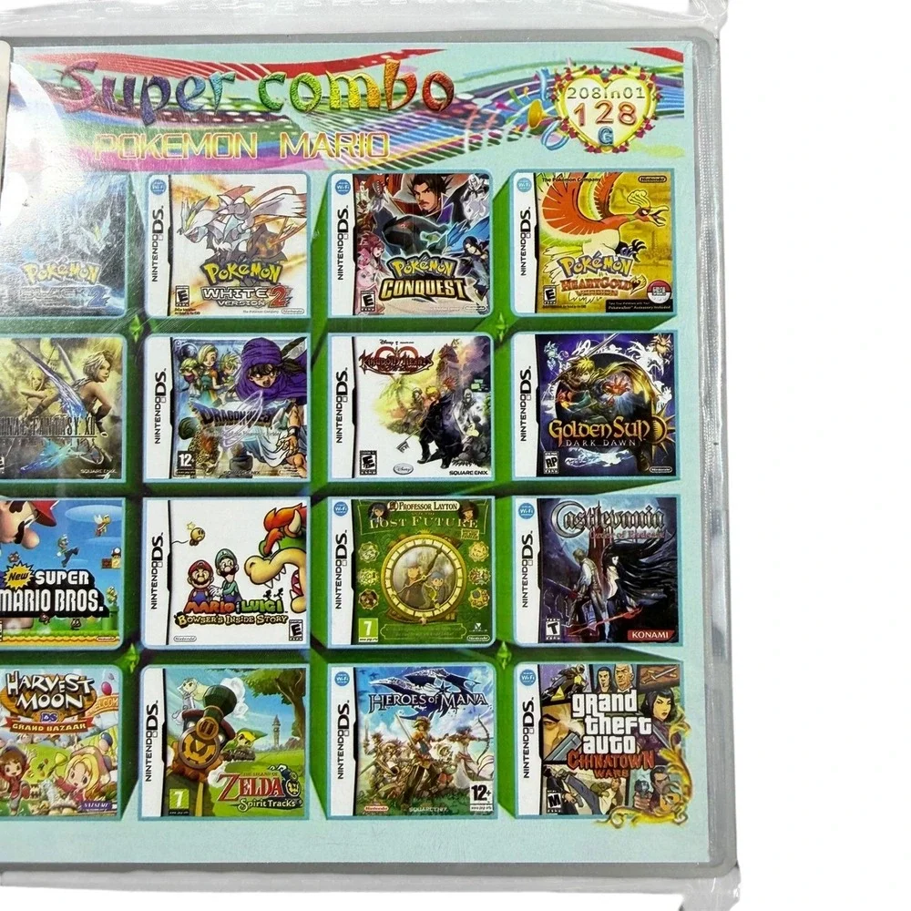 Super Combo 208 in 1 Game Cartridge for Nintendo DS 3DS 2DS Pokemon Mario Zelda